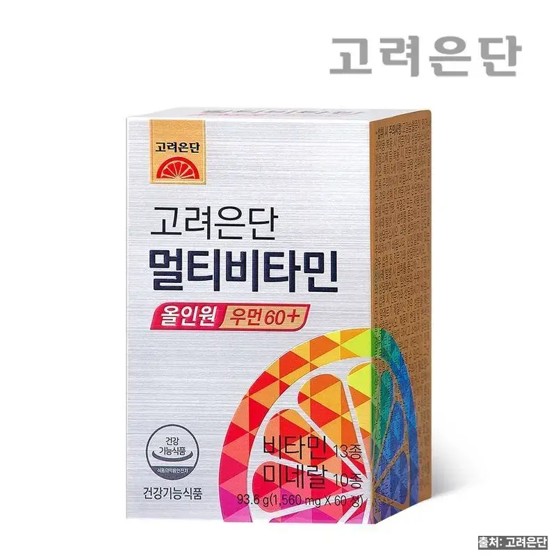 20대부터 60대까지 골라 먹는 고려은단 멀티비타민 6가지 7 고려은단 멀티비타민 올인원 우먼 60+ 금색 라벨 상자 제품 사진